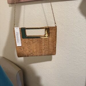 Alessia Tan Clutch Bag with Gold Accents